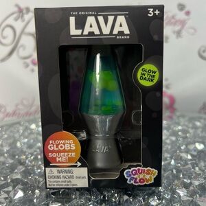 Lava Brand Glow-in-the-Dark Mini Lava Lamp - Green & Yellow squish